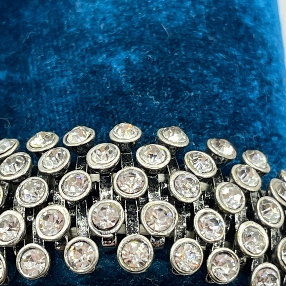 Vintage Silver and Rhinestone Bracelet - Picture 3 of 12